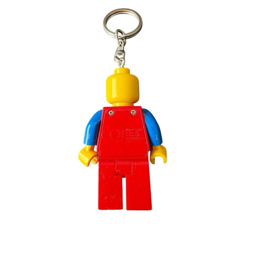 LEGO Classic Minifigure Keychain Flashlight LED Key Light Red Torso Logo Vintage